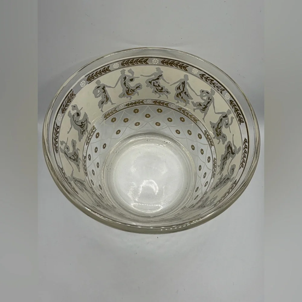 MCM Mid Century Modern Vintage Dancing Gold Grecian Women & Men Glass Ice Bucket